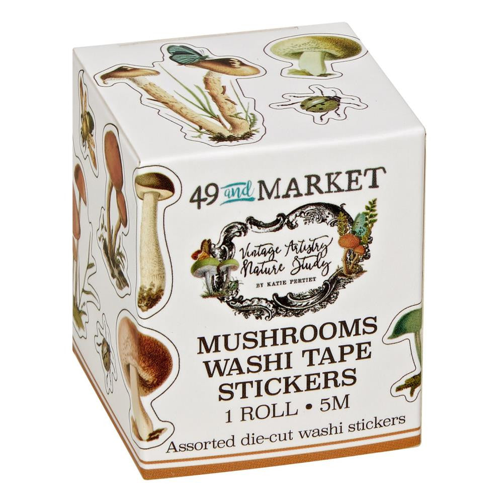 49 and Market Vintage Artistry Nature Study Mushroom Washi Tape Sticker Roll